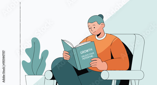 Young Person Reading a Personal Development Book for Growth and Self-Improvement