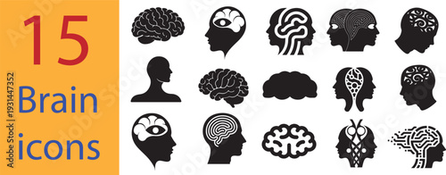 Brain icon bundle. Editable vector illustration.