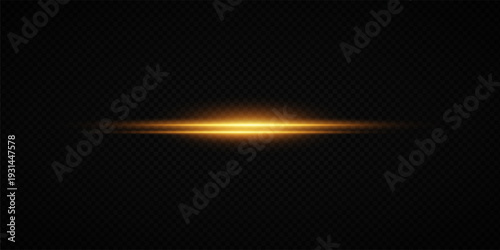 Glowing Golden Star Light Effect with Sparkle Rays and Lens Flare Illumination on Transparent Background