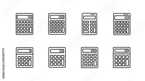 Calculator Icons Set Digital Devices Collection Accounting Tools Business Finance
