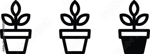 Set of 3 plant icons vector