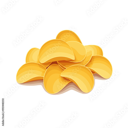 Pile of yellow potato chips in a cartoon style  