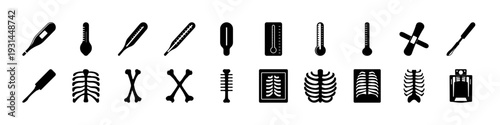 Gardening Tools and Plant Care Silhouette Icon Set - Black silhouette icon collection featuring gardening tools, leaves, plants, and outdoor equipment for agriculture, landscaping, and garden care con