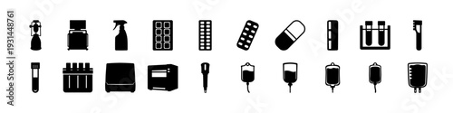 Electrical Plug and Adapter Silhouette Icon Set - Black silhouette icon collection featuring electrical plugs, power adapters, sockets, and connectors for energy, technology, and charging concepts.