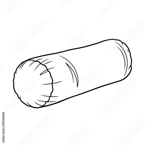 Isolated illustration of a cylindrical cotton bolster on a white background, featuring detailed line art and simple design