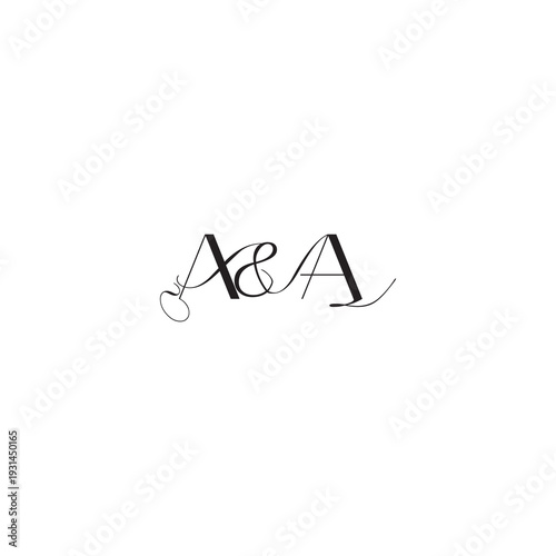 caligraphic style monogram luxury elegant logo design AA wedding initial concept letter