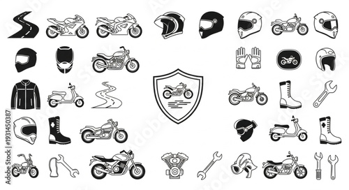 Motorcycle and Scooter Icons Collection.