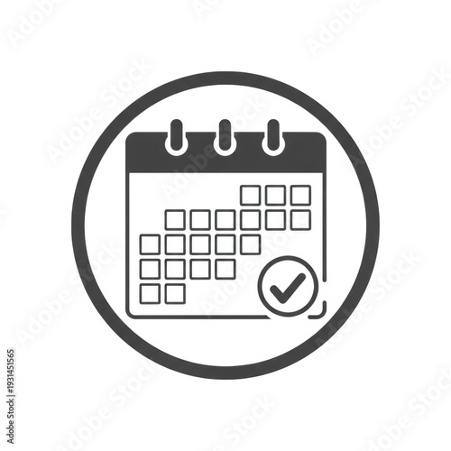 Calendar icon with a checkmark inside a circle indicating scheduling or confirmation
