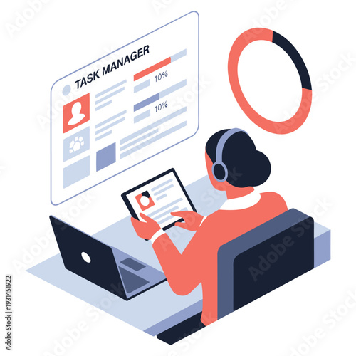 Remote work setup with laptop and virtual meeting