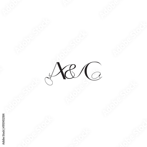 caligraphic style monogram luxury elegant logo design AC wedding initial concept letter