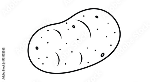 Simple line drawing of a potato with eyes and small imperfections