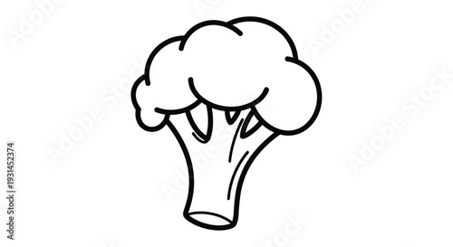 Simple line drawing of a broccoli floret on a plain white background