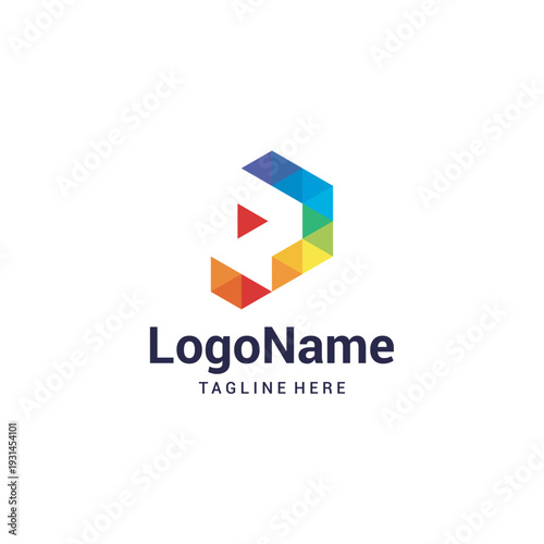 simple and modern P tech logo design template elements
