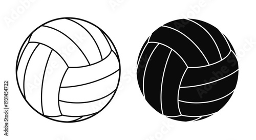 Two volleyballs displayed in contrasting shades a striking silhouette