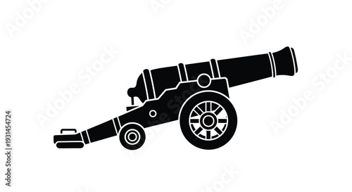 Vintage cannon illustration in black a striking graphic silhouette