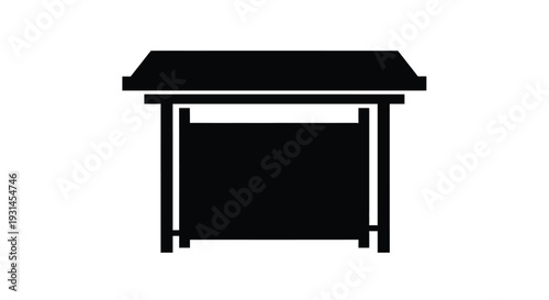Simple black silhouette of a table with a canopy silhouette