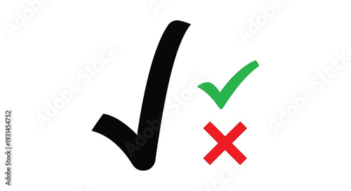 Check marks in black and green with a rejection symbol silhouette