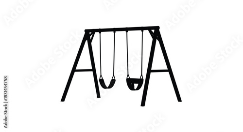 A minimalist swing set design with stark black shapes silhouette