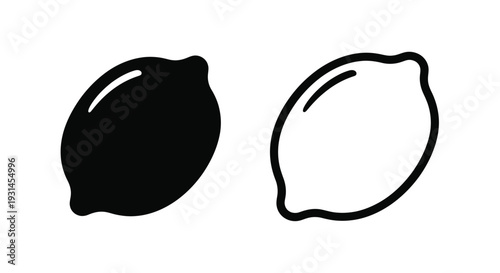 Two citrus fruits a lemon and a lime in stark contrast silhouette