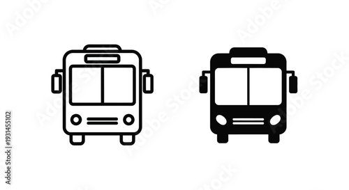 Two bus icons one outlined and one solid depict public transportation silhouette