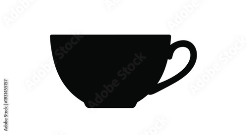 Simple black teacup illustration with a distinct silhouette