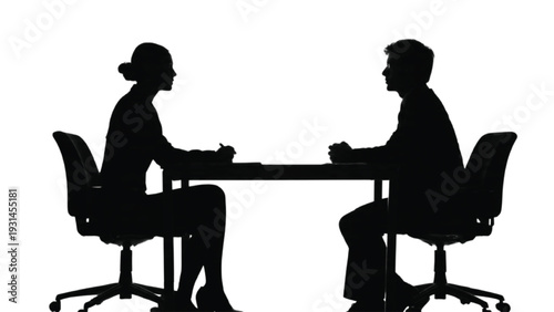 Job interview silhouettes recruitment meeting concept