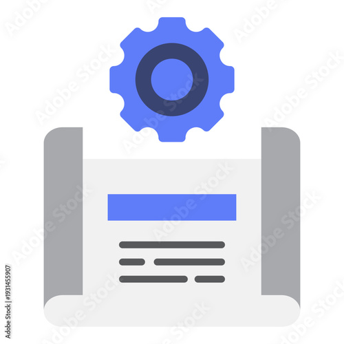 Blueprint with Cogwheel: Technical Documentation and Engineering