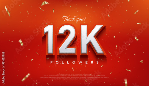 Elegant number to thank 12k followers, the latest premium vector design.