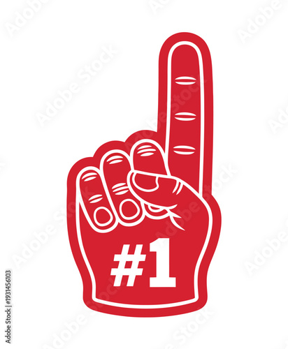 Fan foam finger icon with raised index gesture