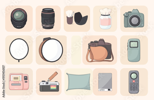Vector Illustration Of A close up of a bunch of different types of objects isolated on white background