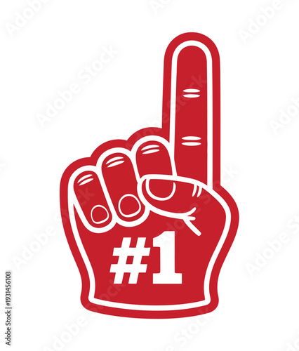 Number one foam hand glove flat vector for sports fans