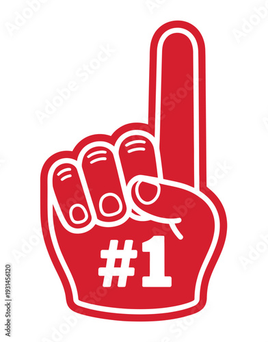 Foam finger number 1 glove with raised finger flat icon