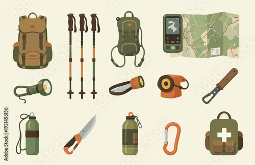 Vector Illustration Of A close up of a bunch of different items that are on a table isolated on white background