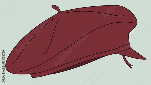 Red Beret Hat Isolated on a Light Background.