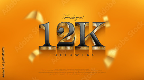 Celebration of achieving 12k followers, posters, banners, social media post design vector premium backgrounds.