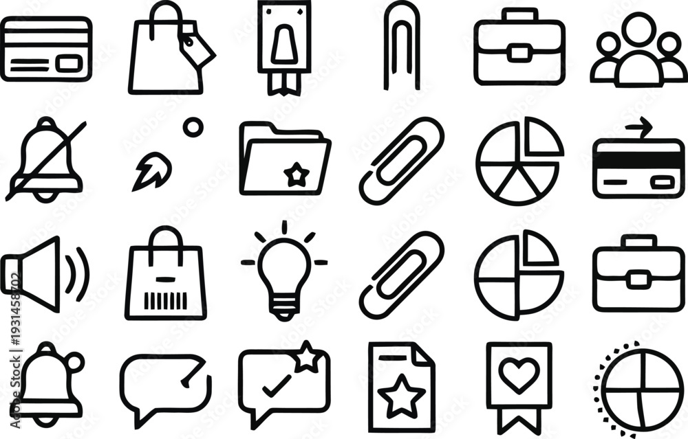 Fototapeta premium Set of household appliances and household object icons in a clean vector style for web and design use