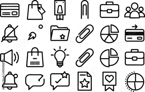 Set of household appliances and household object icons in a clean vector style for web and design use