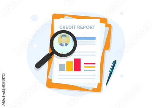 Credit report personal analysis stock illustration.