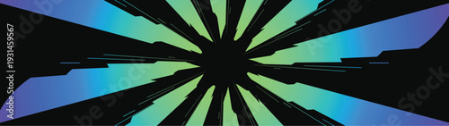 Abstract Light star fractal Banner wide landscape design celebration fireworks galaxy explosion on black background festival colorful party new year EPS 10