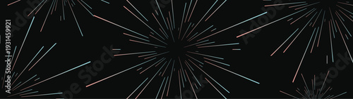 Abstract Light star fractal Banner wide landscape design celebration fireworks galaxy explosion on black background festival colorful party new year EPS 10