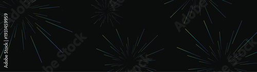 Abstract Light star fractal Banner wide landscape design celebration fireworks galaxy explosion on black background festival colorful party new year EPS 10