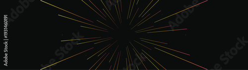 Abstract Light star fractal Banner wide landscape design celebration fireworks galaxy explosion on black background festival colorful party new year EPS 10