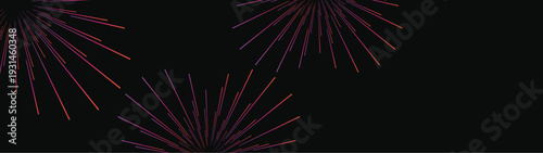 Abstract Light star fractal Banner wide landscape design celebration fireworks galaxy explosion on black background festival colorful party new year EPS 10