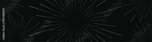 Abstract Light star fractal Banner wide landscape design celebration fireworks galaxy explosion on black background festival colorful party new year EPS 10