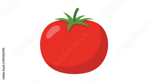 A vibrant stylized illustration of a ripe red tomato with a green stem
