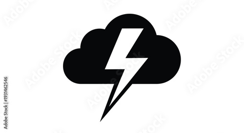Foto A black cloud with a jagged lightning bolt striking down from within