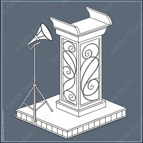 Studio setup with a spotlight illuminating a display stand ready for product photography or exhibition.