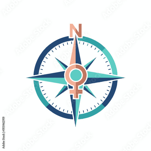 Female Symbol Compass Navigation Direction.