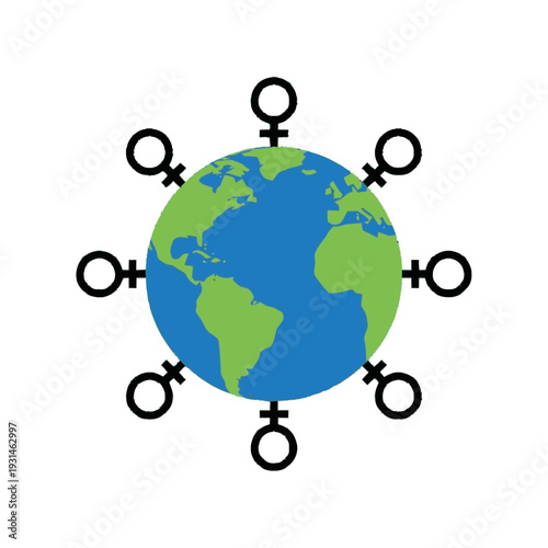 Global Equality Symbols Surrounding Earth Globe.