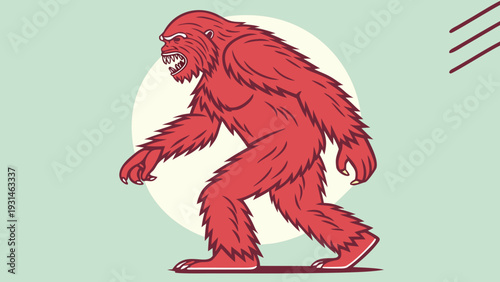 Bigfoot Sasquatch Mythical Creature Illustration.